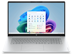 HP OmniBook 3 17.3 inch Laptop AI 17-dg0010TU, Silver - 17.3" - Glacier silver cover and keyboard frame, canvas gray base (D78H3PA)