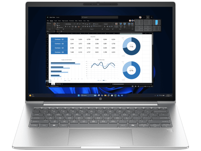 HP ProBook 4 G1i 14 inch Notebook AI PC, Silver - 14-inch - Pike silver (BQ4P8PT)