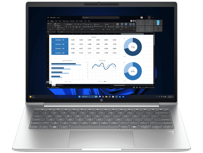 HP ProBook 4 G1i 14 inch Notebook AI PC, Silver - 14-inch - Pike silver (BP9E3PT)