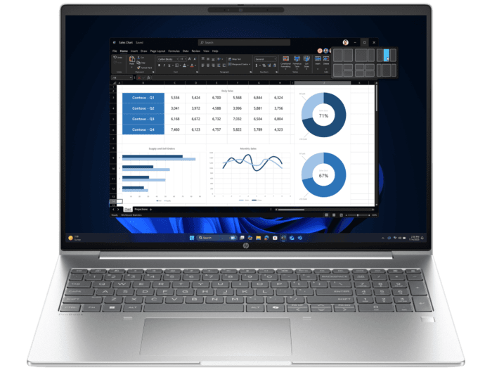 HP ProBook 4 G1i 16 inch Notebook AI PC, Silver - 16-inch - Pike silver (BQ4Q8PT)