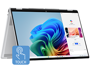 HP OmniBook X Flip Laptop 16 inch Next Gen AI 16-as0002TU, Silver - 16" - Glacier silver aluminum (BD5Q9PA)