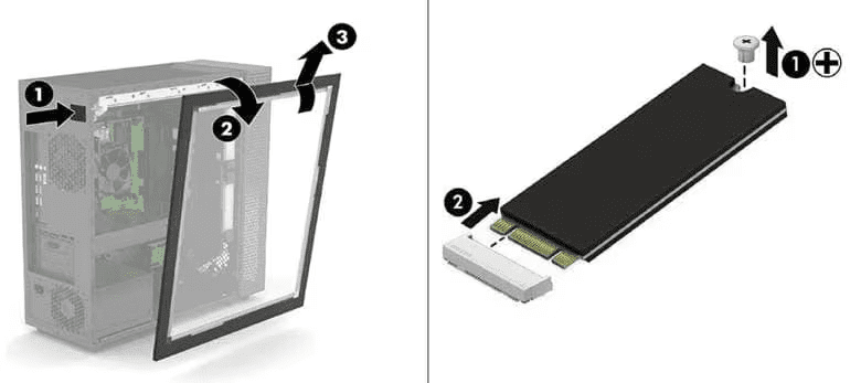 HP OMEN desktop M.2 and SATA SSD installation guide